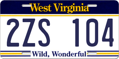 WV license plate 2ZS104