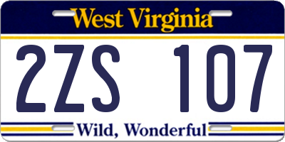 WV license plate 2ZS107