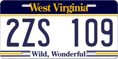 WV license plate 2ZS109