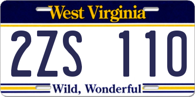 WV license plate 2ZS110