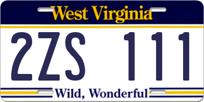 WV license plate 2ZS111