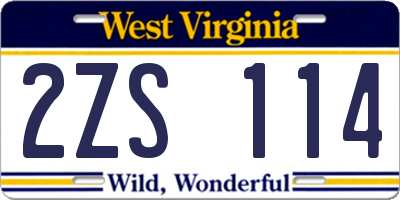 WV license plate 2ZS114