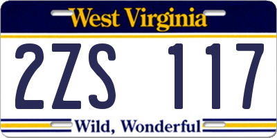 WV license plate 2ZS117