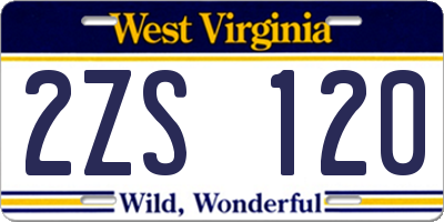 WV license plate 2ZS120