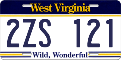 WV license plate 2ZS121