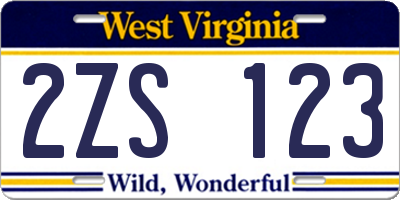WV license plate 2ZS123