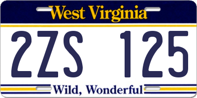 WV license plate 2ZS125