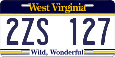 WV license plate 2ZS127