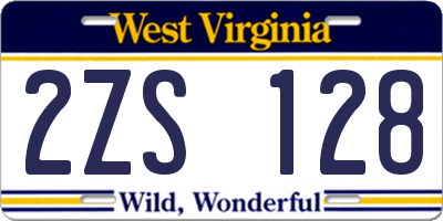 WV license plate 2ZS128