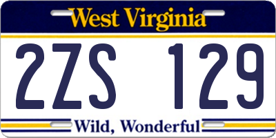 WV license plate 2ZS129