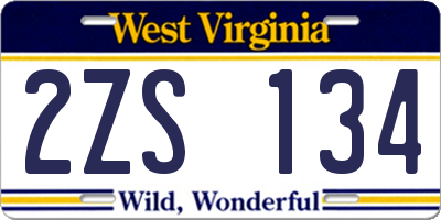 WV license plate 2ZS134