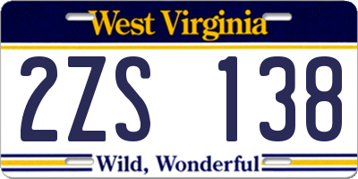 WV license plate 2ZS138