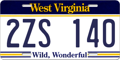 WV license plate 2ZS140