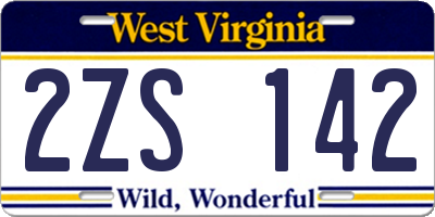 WV license plate 2ZS142