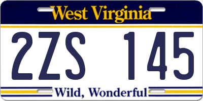WV license plate 2ZS145