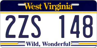 WV license plate 2ZS148
