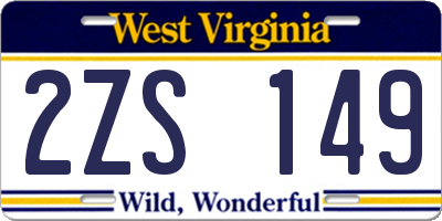 WV license plate 2ZS149