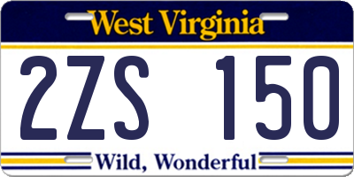 WV license plate 2ZS150