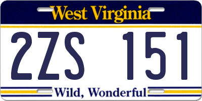 WV license plate 2ZS151