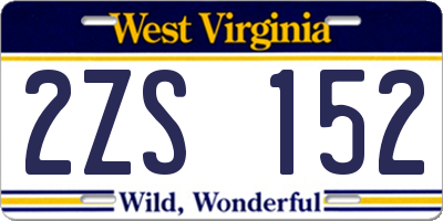 WV license plate 2ZS152
