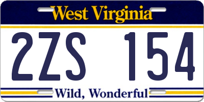 WV license plate 2ZS154