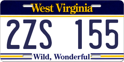 WV license plate 2ZS155