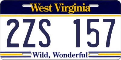 WV license plate 2ZS157