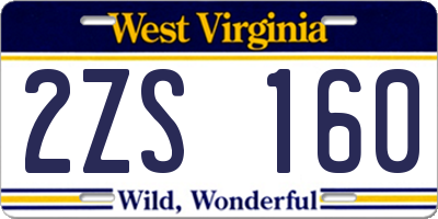 WV license plate 2ZS160