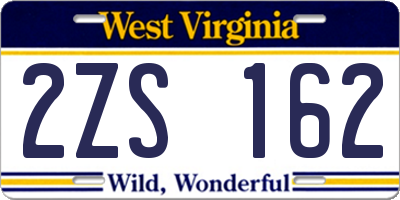 WV license plate 2ZS162