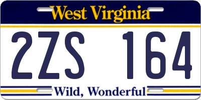 WV license plate 2ZS164