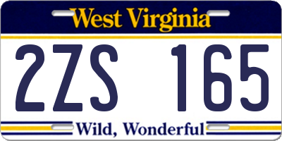 WV license plate 2ZS165