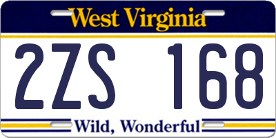 WV license plate 2ZS168