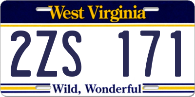 WV license plate 2ZS171