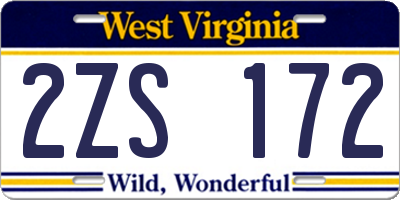 WV license plate 2ZS172