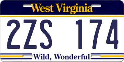 WV license plate 2ZS174