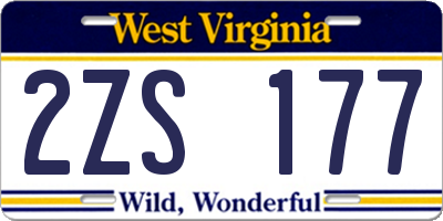 WV license plate 2ZS177