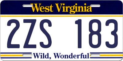 WV license plate 2ZS183