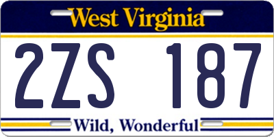WV license plate 2ZS187