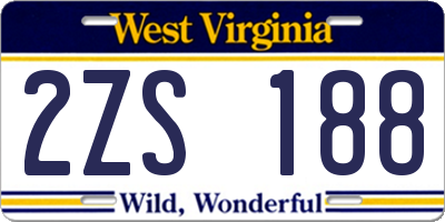 WV license plate 2ZS188