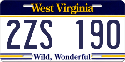 WV license plate 2ZS190