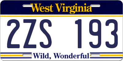WV license plate 2ZS193