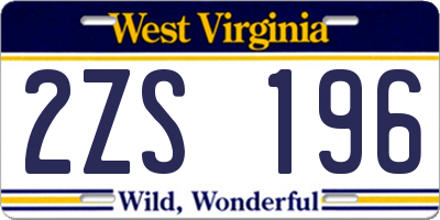 WV license plate 2ZS196