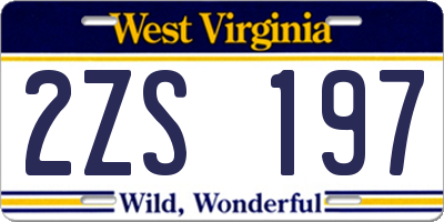 WV license plate 2ZS197
