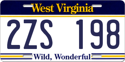 WV license plate 2ZS198
