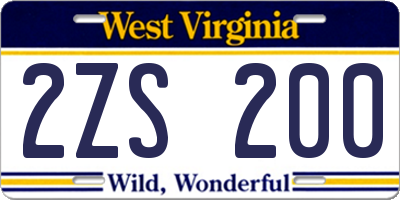 WV license plate 2ZS200