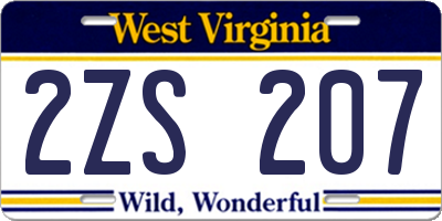 WV license plate 2ZS207