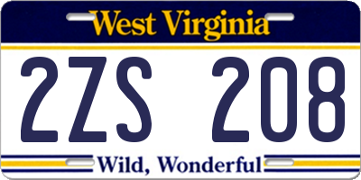 WV license plate 2ZS208
