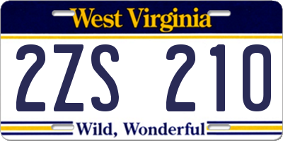WV license plate 2ZS210