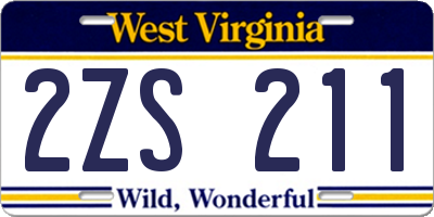 WV license plate 2ZS211