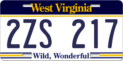 WV license plate 2ZS217